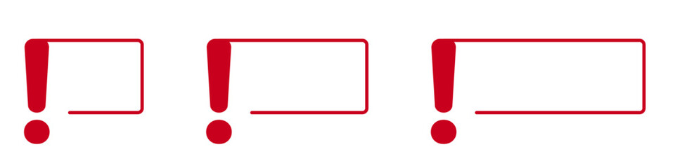 Red exclamation point with speech bubble frames vector.