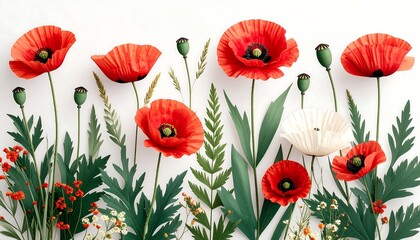 Fototapeta premium Floral arrangement of paper poppies