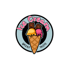 Ice Cream Cone Logo for Food Truck Fast Food Template Vector 