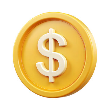 Gold coin with white dollar sign on black background money currency