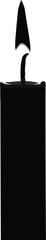 Single black candle burning flame isolated illustration vector