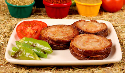 a portion of cut kokorech