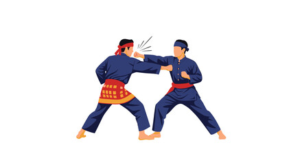Depiction of a Pencak Silat Match, an Indonesian Martial Art Form