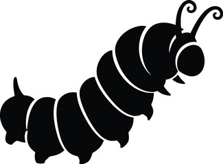 Charming black silhouette caterpillar icon cute insect character vector art vector