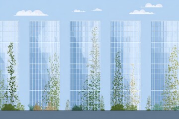 Urban Greenery: Modern Skyscrapers with Vertical Gardens Reaching Skyward.
