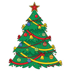 A beautifully decorated Christmas tree with ornaments and lights.