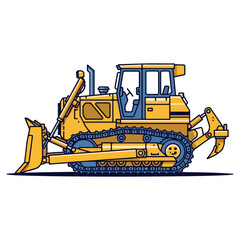 Fototapeta premium Yellow Bulldozer Construction Vehicle Illustration.