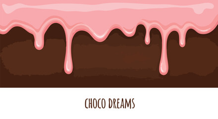 Indulge in sweet decadence with luscious pink icing dripping over rich dark chocolate for a delightful dessert background