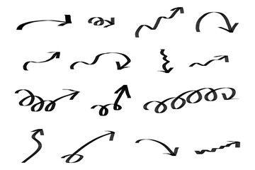 Hand Drawn Black Arrows Transparent PNG Set
