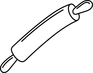 Minimalist White Rolling Pin Illustration on Black Background for Culinary Designs