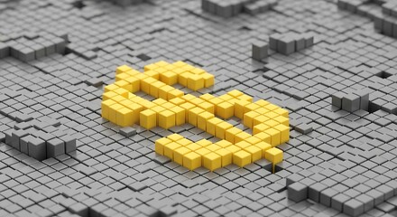 Pixelated dollar sign abstract concept of digital currency and financial technology innovation.