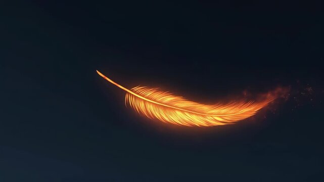 Fiery feather against a dark backdrop