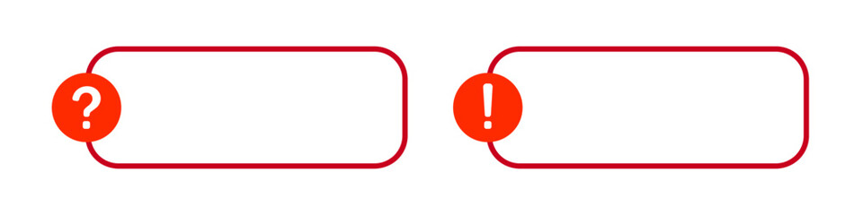 Red question and exclamation mark frames on white background.
