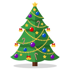 Ornate Christmas Tree Decorated for the Holidays.