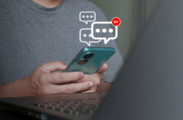 Mobile Chat Notification with 99 Plus Messages – Social Media Communication Alert