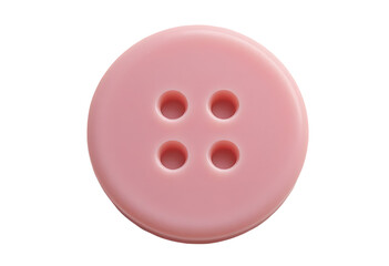 Obraz premium Pink Plastic Round Sewing Button with Four Holes – Isolated PNG Design.