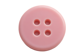 Pink Plastic Round Sewing Button with Four Holes – Isolated PNG Design.