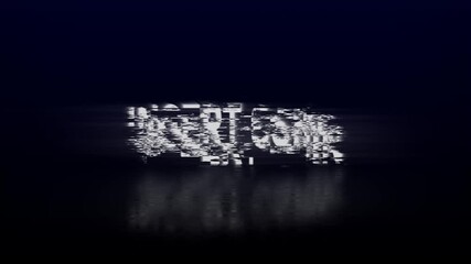 Glitched White Text " INSERTCOIN" Reflected on Dark Surface insert coin word