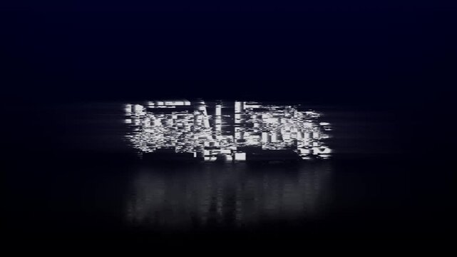 Glowing White Text INITIALIZING With Glitch Effect and Reflection on Dark Background initializing