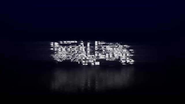 Glowing White Text INITIALIZING With Glitch Effect and Reflection on Dark Background initializing