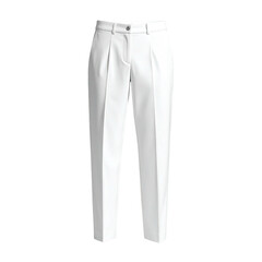 White pleated trousers, straight leg, classic style