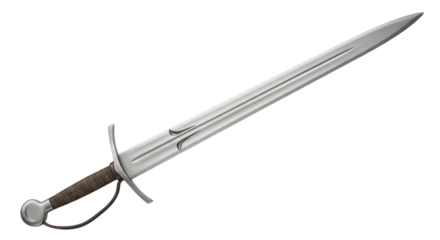 Isolated medieval longsword with a hand-and-a-half grip for historical reenactment