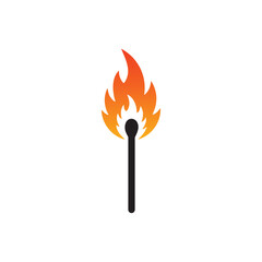 Matchsticks flame silhouette icon vector flat design on white background