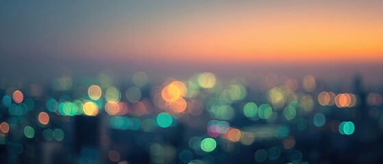 The City Lights Blurred in Soft Dusk Bokeh Over a Dreamy Urban Skyline