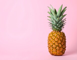 Single pineapple on a pink background