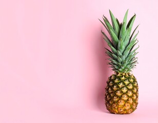 Single pineapple on pink background
