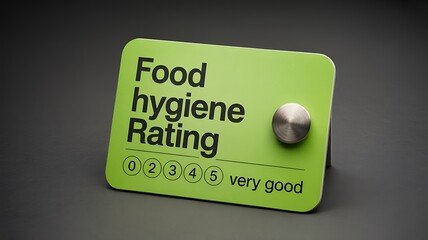 Green food hygiene rating sign showing very good restaurant cleanliness score