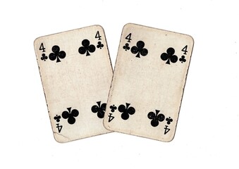 A pair of  identical vintage playing cards isolated on a white background.