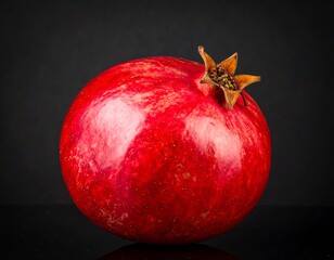 Single pomegranate on black background