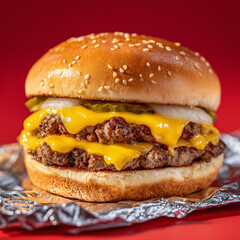 Juicy cheeseburger with melted cheddar