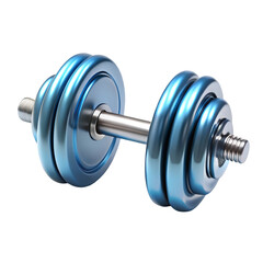 Naklejka premium Shiny Blue Metal Dumbbell with Silver Handle on Black Background weight fitness
