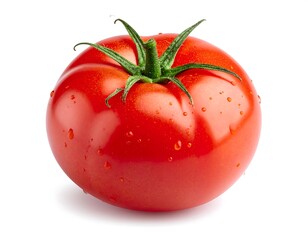 Single, ripe tomato, isolated on white