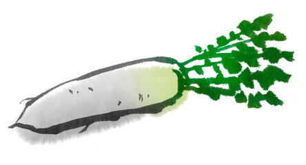 大根の墨絵