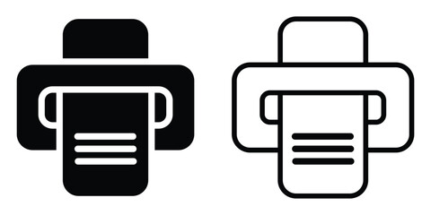 Printer icons, outline symbol collection. Printer with paper vector illustration symbol website graphic logo design. Print documents technology icon on white background. Vector image.