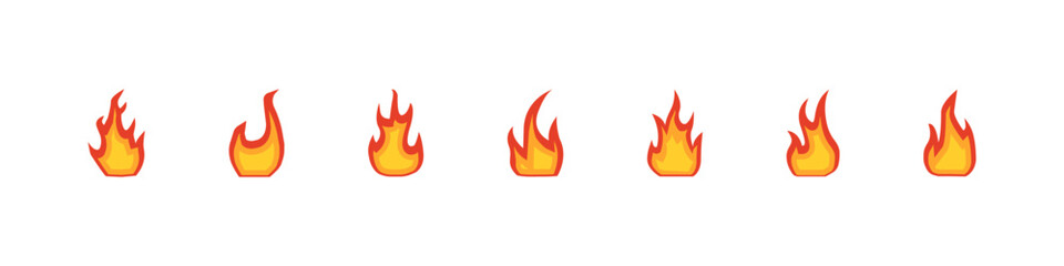 Flame sign. Fire icon set. Isolated fire vector set. Red flame icon set.