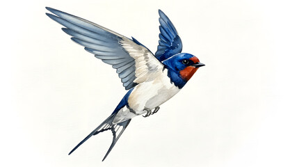 Obraz premium Elegant watercolor painting of a vibrant swallow in graceful flight, perfect for nature lovers and adding a touch of beauty to any project