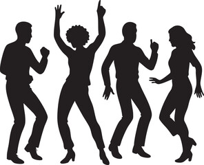 Human silhouettes in motion (dancing,