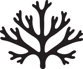 Obraz premium Vector art of black silhouette of a branching coral or plantlike organism isolated on a