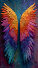 Obraz premium Rainbow Angel Wings Abstract Spiritual Art