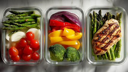 top-down view of simple healthy meal prep