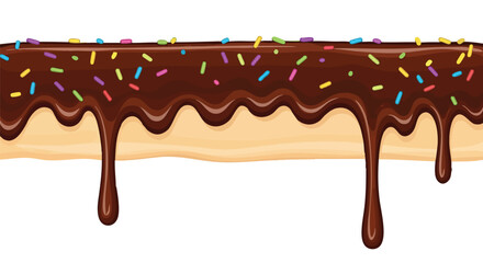 Chocolate frosting drips with colorful sprinkles, perfect for tempting desserts and sweet treats, ready for your birthday party invitations