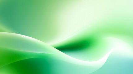 Fototapeta premium 爽やかな緑と光の曲線が描く抽象背景（IT・ビジネス・環境）