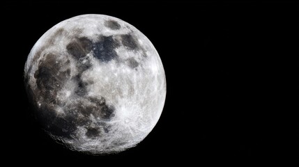 Obraz premium A large celestial body with distinct surface features including craters and varied textures against a dark background.