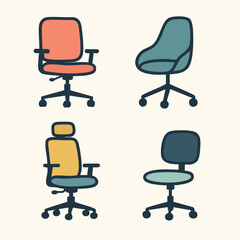 Fototapeta premium Office Chair Variety Pack Illustrations.