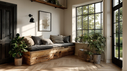 old industrial-style bedroom, made of wood