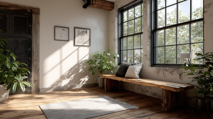 old industrial-style bedroom, made of wood